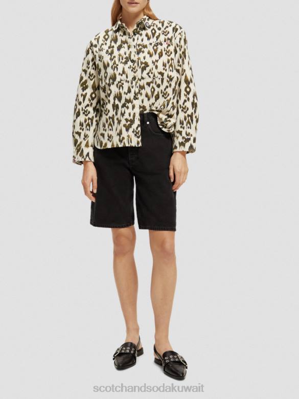 ملابس Scotch & Soda قميص عسكري نحى إيكات الجيش الأخضر نحيف N0V447