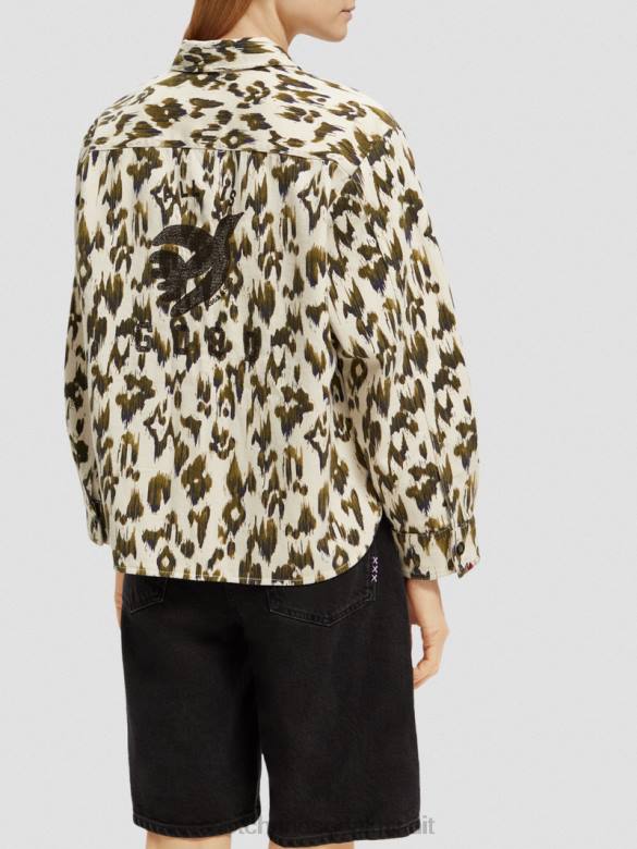 ملابس Scotch & Soda قميص عسكري نحى إيكات الجيش الأخضر نحيف N0V447
