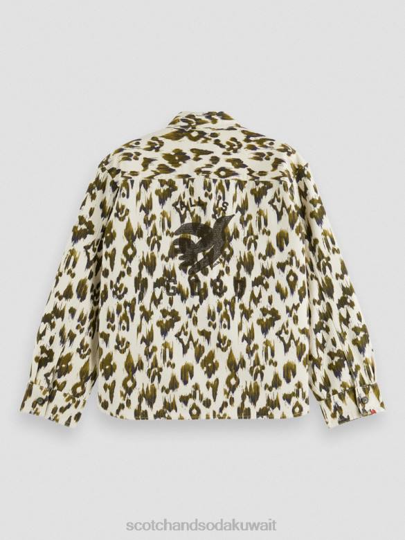 ملابس Scotch & Soda قميص عسكري نحى إيكات الجيش الأخضر نحيف N0V447