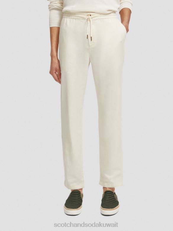 ملابس Scotch & Soda بنطال رياضي من الكتان المخلوط بساق مستقيمة من وارن عدة رجال N0V4480