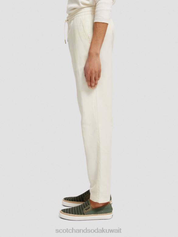 ملابس Scotch & Soda بنطال رياضي من الكتان المخلوط بساق مستقيمة من وارن عدة رجال N0V4480
