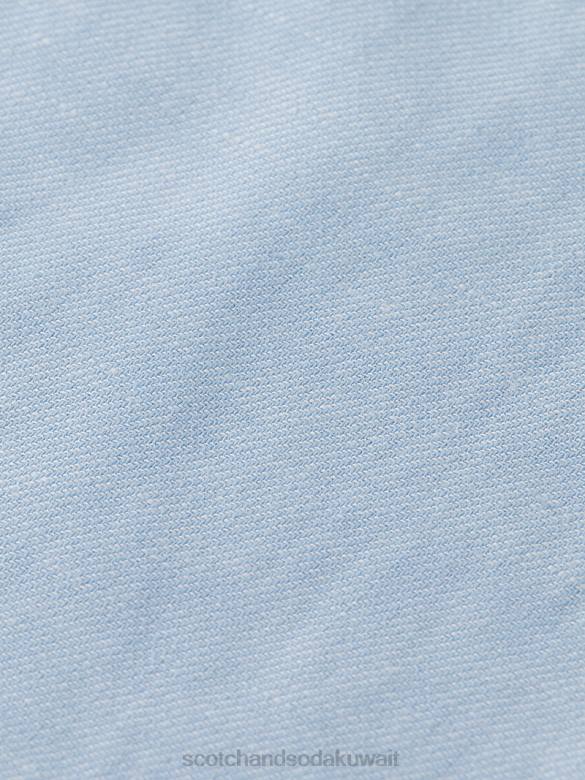 ملابس Scotch & Soda بنطال رياضي من الكتان المخلوط بساق مستقيمة من وارن سماء رجال N0V4481