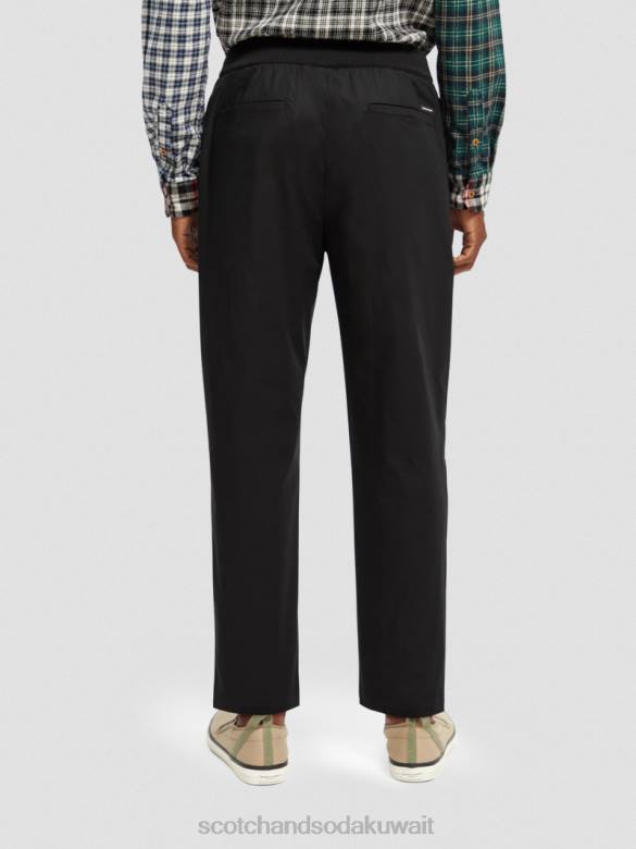ملابس Scotch & Soda الركض المفضل من قماش البوبلين ذو المقاس المستدق أسود رجال N0V4484