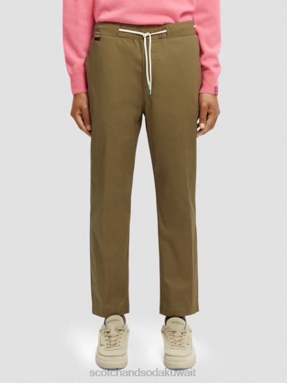 ملابس Scotch & Soda الركض المفضل من قماش البوبلين ذو المقاس المستدق الكاكي رجال N0V4485