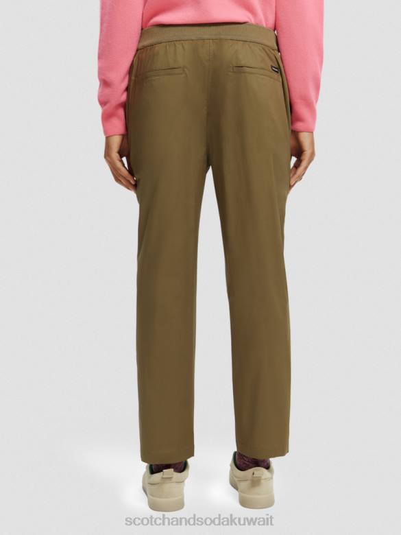 ملابس Scotch & Soda الركض المفضل من قماش البوبلين ذو المقاس المستدق الكاكي رجال N0V4485