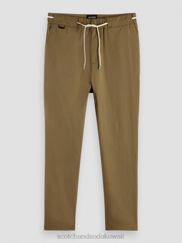 ملابس Scotch & Soda الركض المفضل من قماش البوبلين ذو المقاس المستدق الكاكي رجال N0V4485