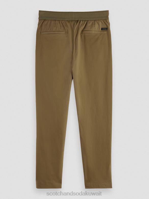 ملابس Scotch & Soda الركض المفضل من قماش البوبلين ذو المقاس المستدق الكاكي رجال N0V4485