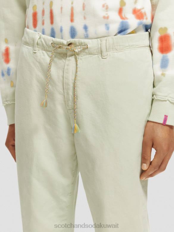 ملابس Scotch & Soda بنطال رياضي دريفت ذو مقاس عادي ومصبوغ بالملابس نعناع رجال N0V4489