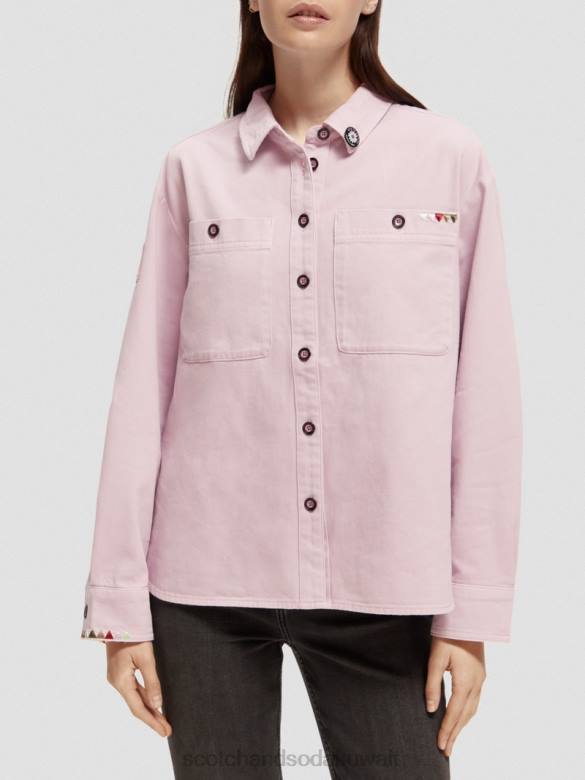 ملابس Scotch & Soda قميص عسكري الخزامى نحيف N0V449