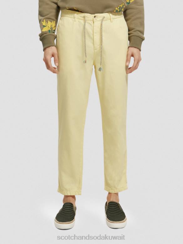 ملابس Scotch & Soda بنطال رياضي دريفت ذو مقاس عادي ومصبوغ بالملابس موز رجال N0V4490