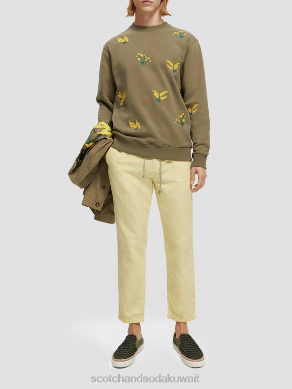 ملابس Scotch & Soda بنطال رياضي دريفت ذو مقاس عادي ومصبوغ بالملابس موز رجال N0V4490