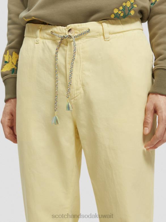 ملابس Scotch & Soda بنطال رياضي دريفت ذو مقاس عادي ومصبوغ بالملابس موز رجال N0V4490