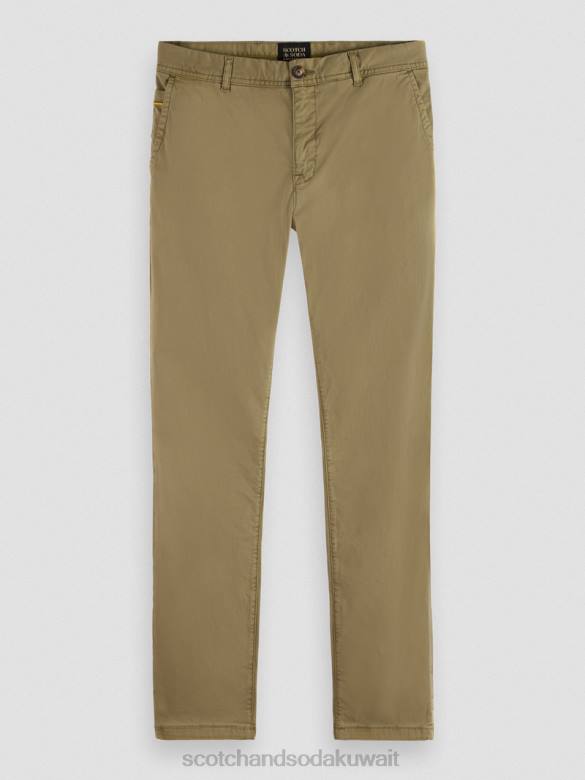 ملابس Scotch & Soda نسيج تشينو مصبوغ بملابس نحيفة للغاية الكاكي رجال N0V4497