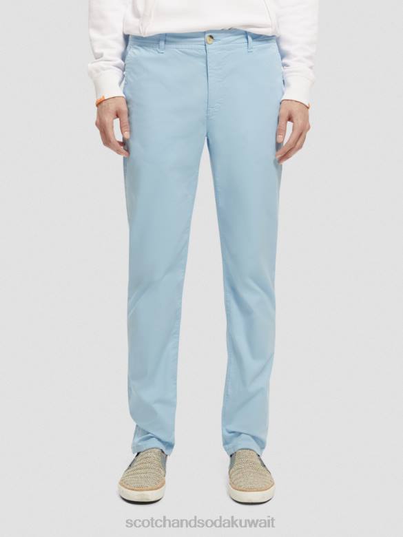 ملابس Scotch & Soda نسيج تشينو مصبوغ بملابس نحيفة للغاية البحر الأزرق رجال N0V4498