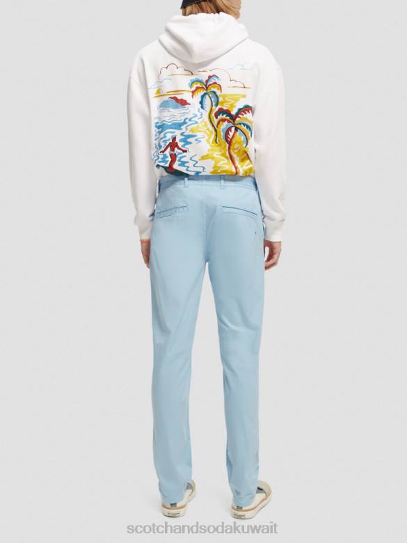ملابس Scotch & Soda نسيج تشينو مصبوغ بملابس نحيفة للغاية البحر الأزرق رجال N0V4498