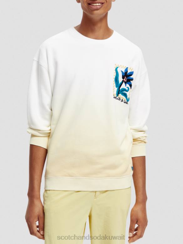 ملابس Scotch & Soda سترة فضفاضة ذات عمل فني من الزهور العضوية أبيض رجال N0V4503