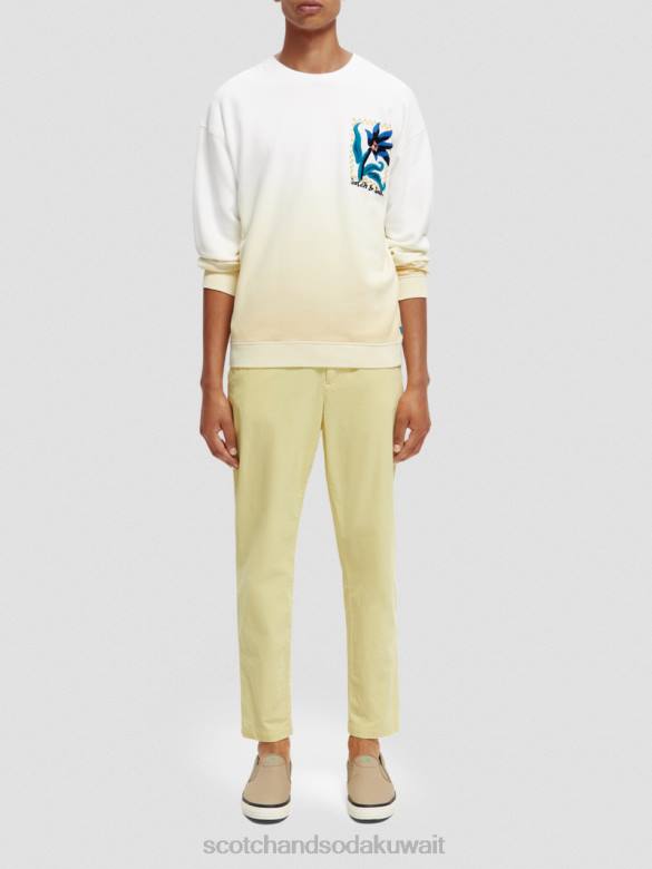 ملابس Scotch & Soda سترة فضفاضة ذات عمل فني من الزهور العضوية أبيض رجال N0V4503