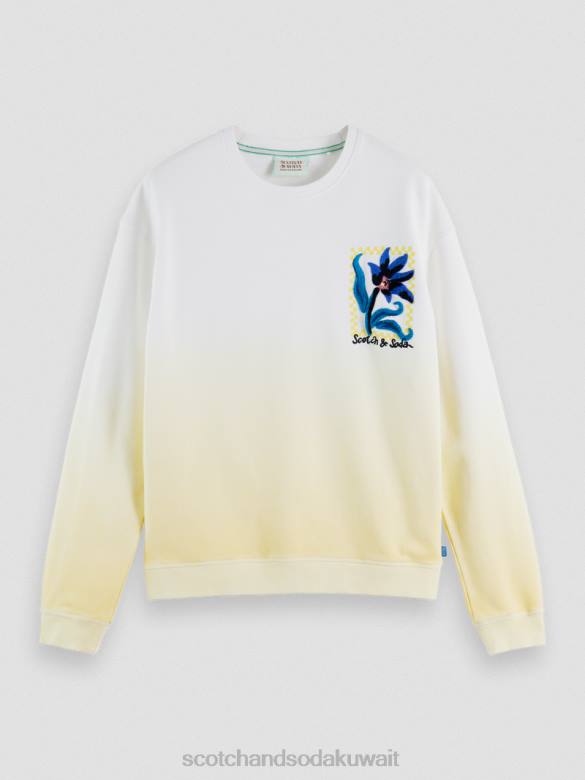 ملابس Scotch & Soda سترة فضفاضة ذات عمل فني من الزهور العضوية أبيض رجال N0V4503