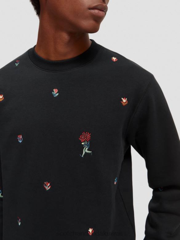 ملابس Scotch & Soda سويت شيرت مطرز برقبة دائرية التحرير والسرد أ رجال N0V4505