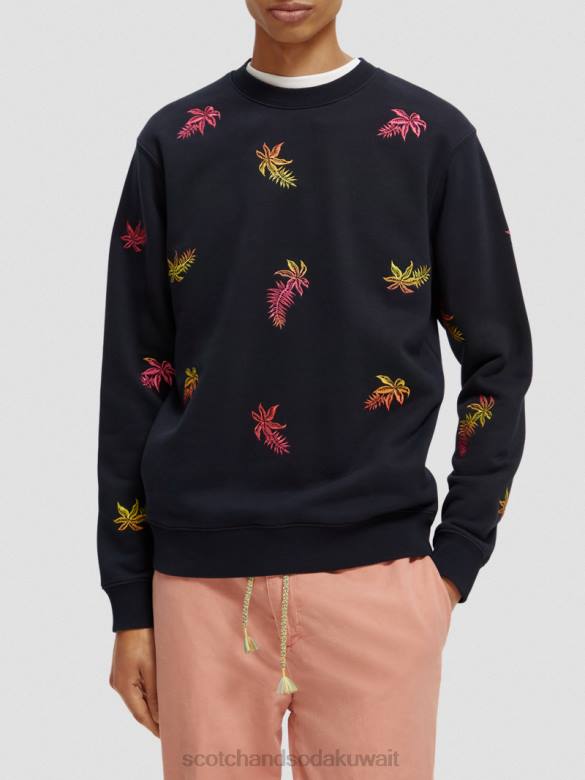 ملابس Scotch & Soda سترة مطرزة بياقة دائرية القوات البحرية رجال N0V4521