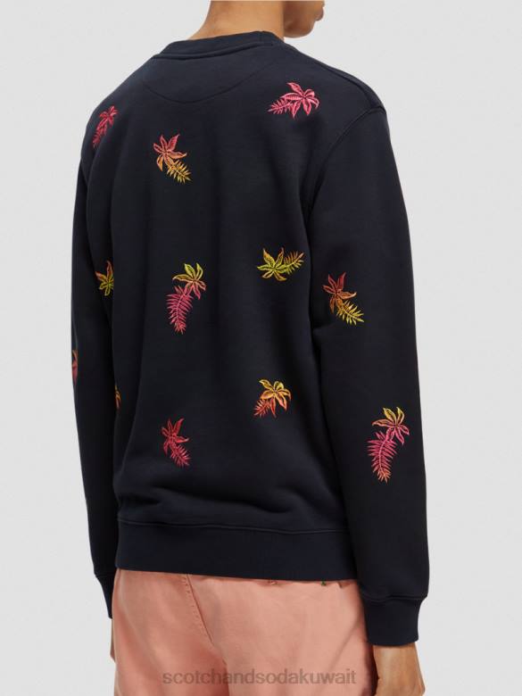 ملابس Scotch & Soda سترة مطرزة بياقة دائرية القوات البحرية رجال N0V4521