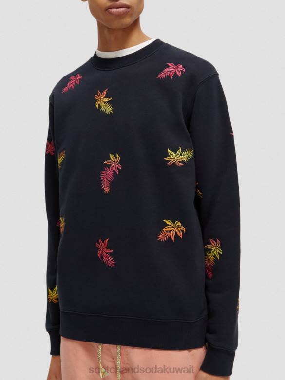 ملابس Scotch & Soda سترة مطرزة بياقة دائرية القوات البحرية رجال N0V4521