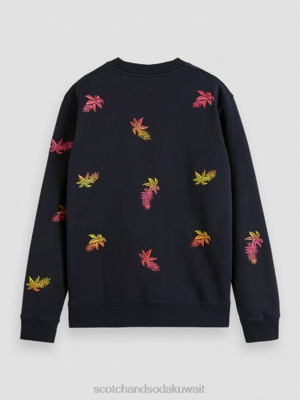 ملابس Scotch & Soda سترة مطرزة بياقة دائرية القوات البحرية رجال N0V4521