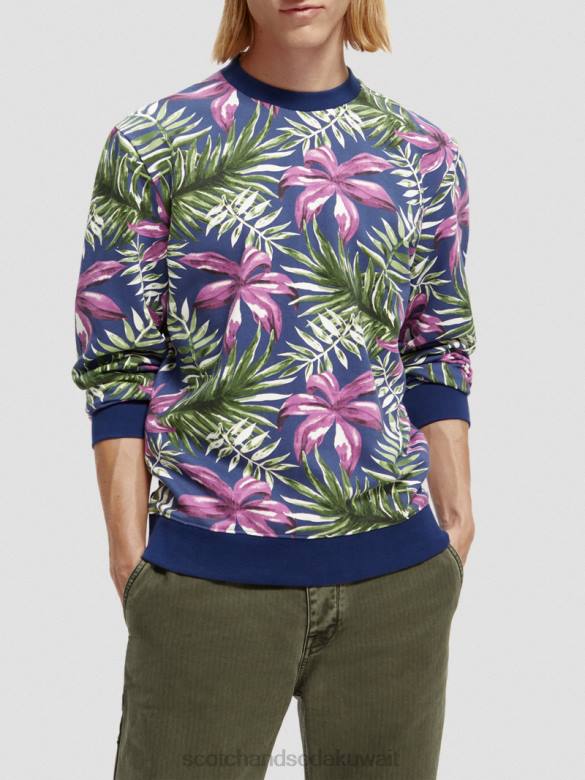 ملابس Scotch & Soda سترة مطبوعة من القطن العضوي التحرير والسرد ه رجال N0V4524