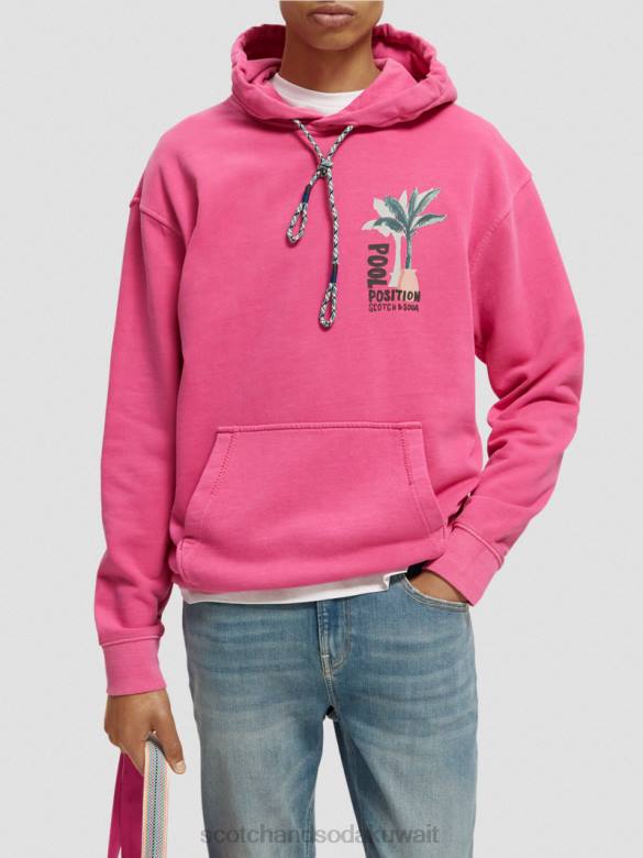 ملابس Scotch & Soda هوديي عمل فني مصبوغ بالملابس الكرز رجال N0V4528
