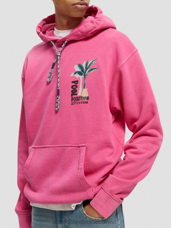 ملابس Scotch & Soda هوديي عمل فني مصبوغ بالملابس الكرز رجال N0V4528