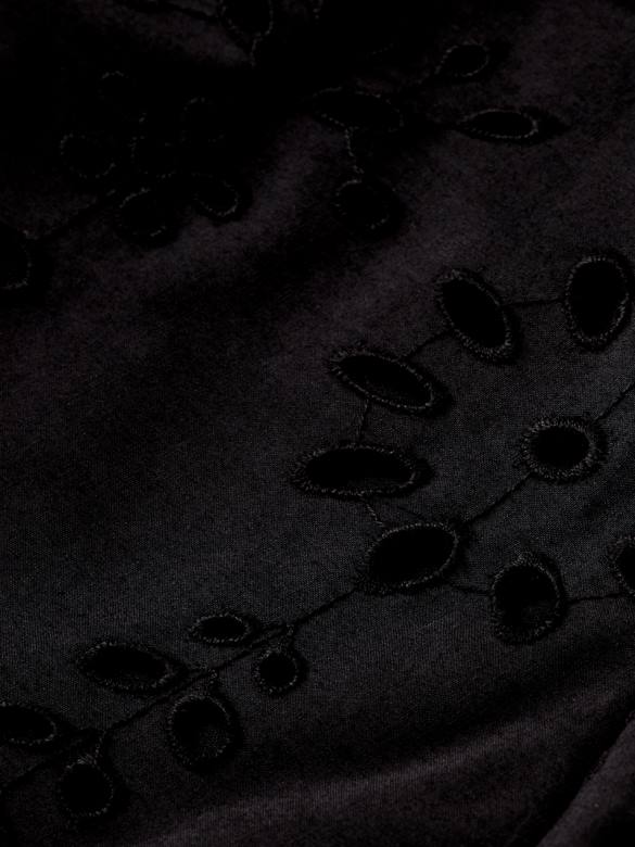 ملابس Scotch & Soda بلوزة من القطن العضوي بأكمام مرفرفة أسود نحيف N0V452