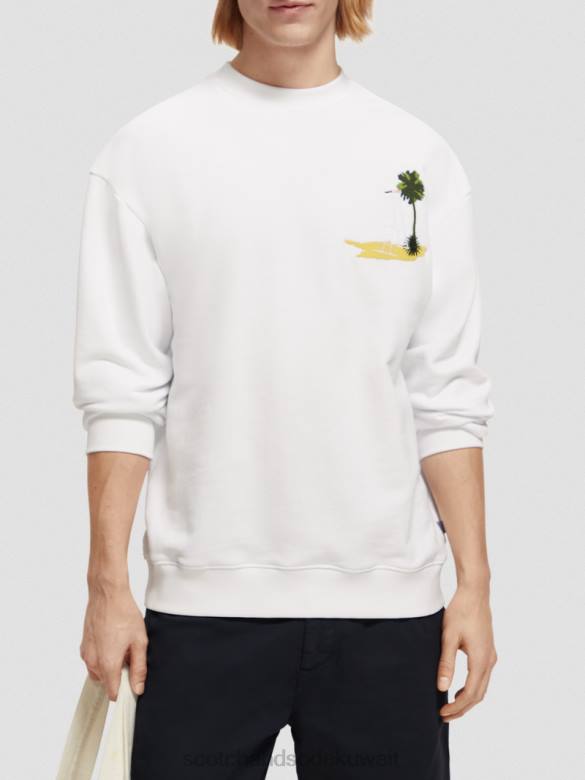 ملابس Scotch & Soda سترة عمل فني مصبوغة بالملابس أبيض رجال N0V4532