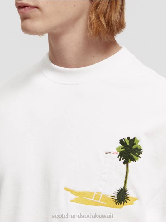 ملابس Scotch & Soda سترة عمل فني مصبوغة بالملابس أبيض رجال N0V4532