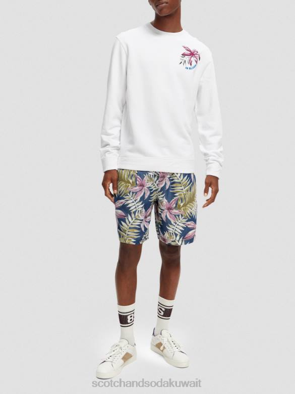 ملابس Scotch & Soda العمل الفني البلوز القطن العضوي أبيض رجال N0V4535
