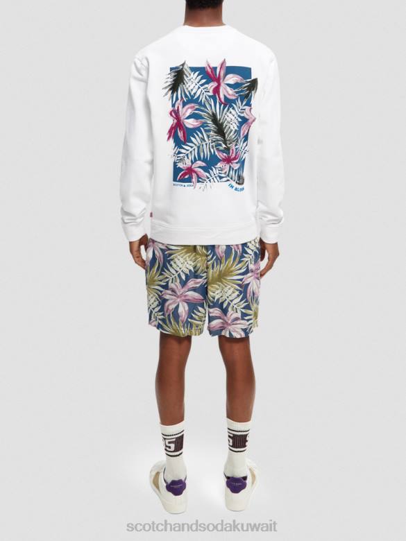 ملابس Scotch & Soda العمل الفني البلوز القطن العضوي أبيض رجال N0V4535