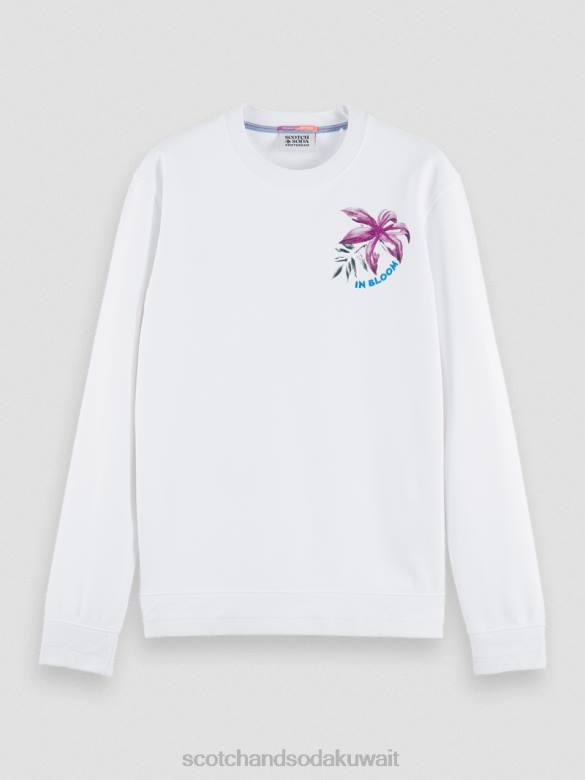 ملابس Scotch & Soda العمل الفني البلوز القطن العضوي أبيض رجال N0V4535