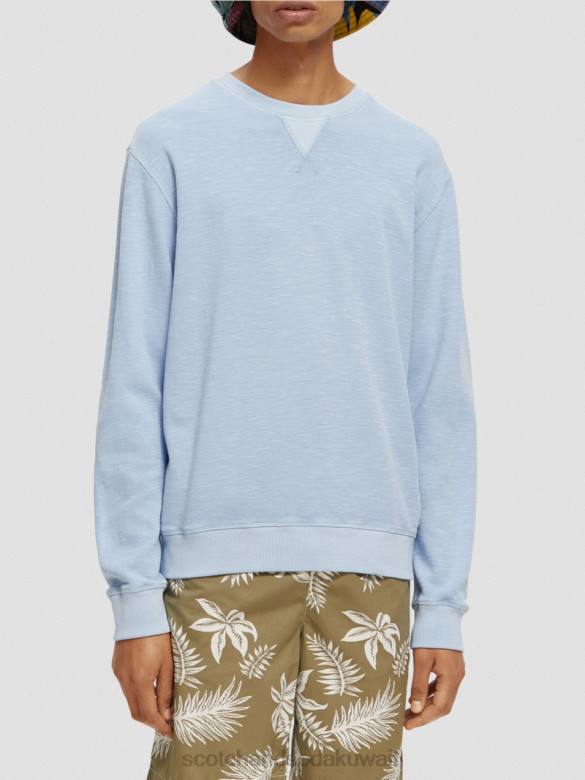 ملابس Scotch & Soda قميص من النوع الثقيل مصبوغ الملابس البحر الأزرق رجال N0V4538