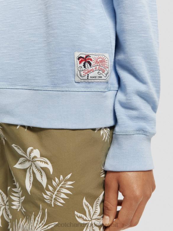 ملابس Scotch & Soda قميص من النوع الثقيل مصبوغ الملابس البحر الأزرق رجال N0V4538