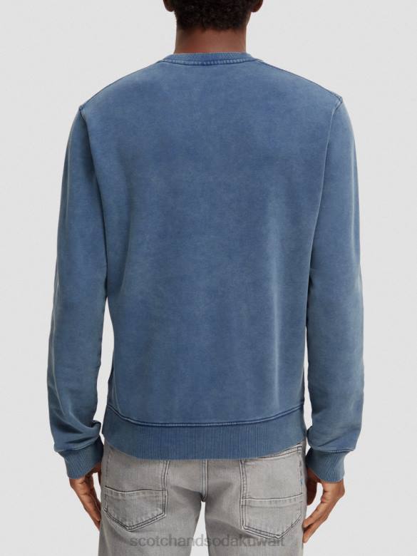 ملابس Scotch & Soda سويت شيرت بياقة دائرية مصبوغ بالملابس ذو مقاس عادي البحرية رجال N0V4539