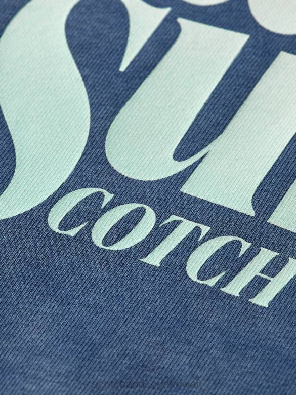 ملابس Scotch & Soda سويت شيرت بياقة دائرية مصبوغ بالملابس ذو مقاس عادي البحرية رجال N0V4539