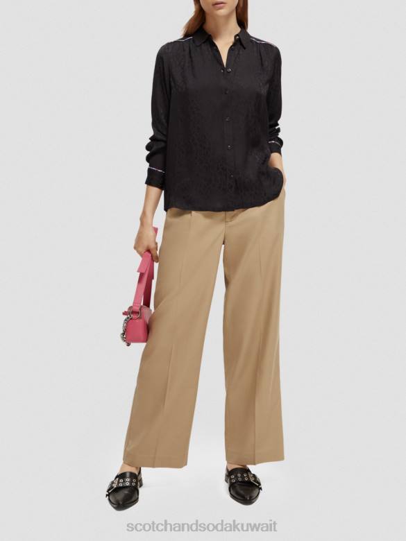 ملابس Scotch & Soda قميص ذو قصة ضيقة أسود نحيف N0V453