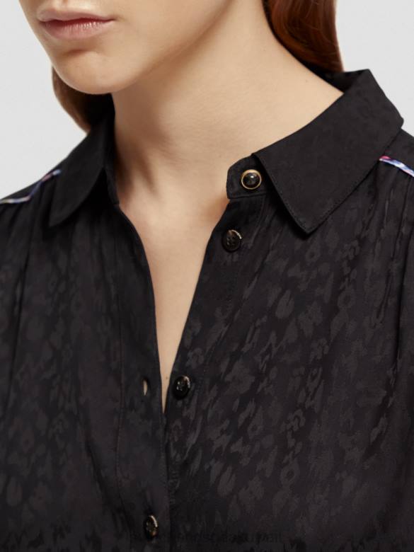 ملابس Scotch & Soda قميص ذو قصة ضيقة أسود نحيف N0V453