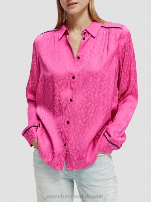 ملابس Scotch & Soda قميص ذو قصة ضيقة ضارب الى الحمرة نحيف N0V454