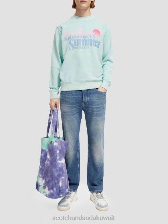 ملابس Scotch & Soda سويت شيرت بياقة دائرية مصبوغ بالملابس ذو مقاس عادي خليج رجال N0V4540