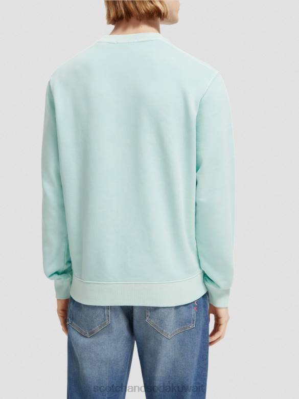 ملابس Scotch & Soda سويت شيرت بياقة دائرية مصبوغ بالملابس ذو مقاس عادي خليج رجال N0V4540