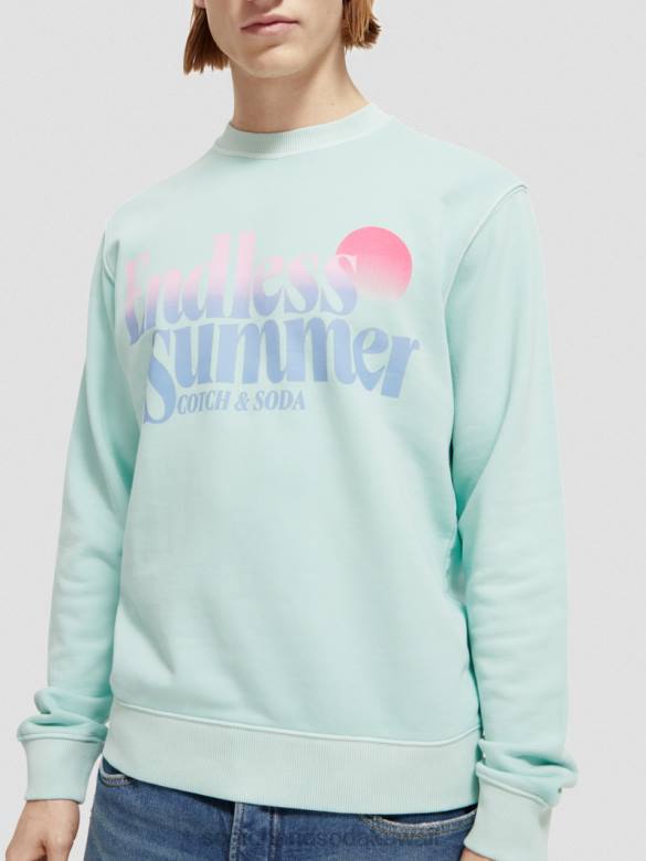 ملابس Scotch & Soda سويت شيرت بياقة دائرية مصبوغ بالملابس ذو مقاس عادي خليج رجال N0V4540