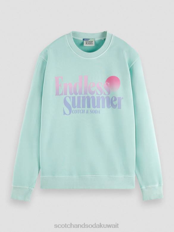 ملابس Scotch & Soda سويت شيرت بياقة دائرية مصبوغ بالملابس ذو مقاس عادي خليج رجال N0V4540