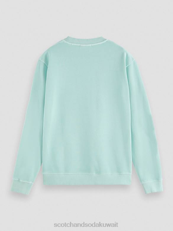 ملابس Scotch & Soda سويت شيرت بياقة دائرية مصبوغ بالملابس ذو مقاس عادي خليج رجال N0V4540