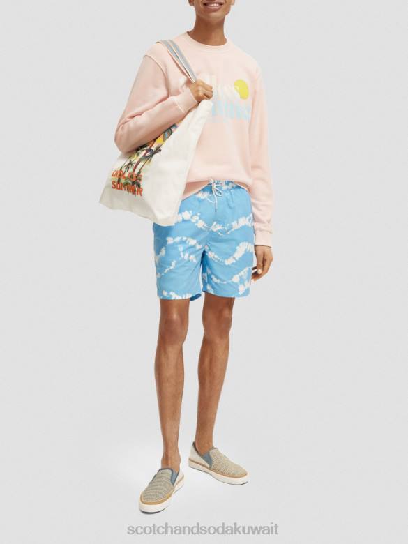 ملابس Scotch & Soda سويت شيرت بياقة دائرية مصبوغ بالملابس ذو مقاس عادي وَردَة رجال N0V4541