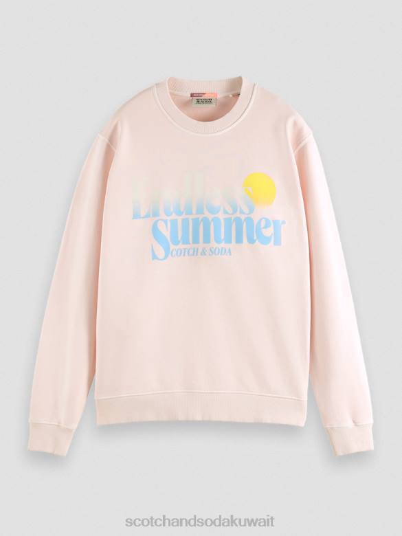 ملابس Scotch & Soda سويت شيرت بياقة دائرية مصبوغ بالملابس ذو مقاس عادي وَردَة رجال N0V4541